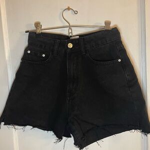 Princess Polly Black Cut Off Shorts
